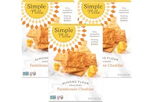Simple Mills Almond Flour Crackers, Farmhouse Cheddar - Gluten Free, Healthy Snacks, 4.25 Ounce (Pack of 3)