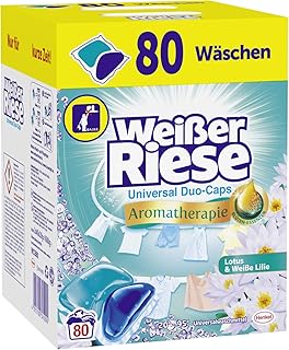 Weißer Riese Universal Duo-Caps Aromatherapie, 80 (1x80) Waschladungen, Universalwaschmittel Lotus & Weiße Lilie