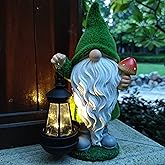 VIOYOUNS Solar Gnomes Garden Statues,Resin Gnome Figurine Holding Mushroom and Solar Lights Lantern,Outdoor Yard Art Decorations for Garden Patio Lawn