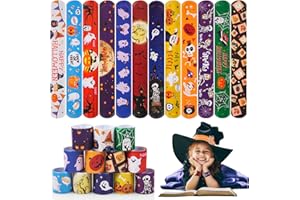 hexiaoxiao Halloween Slap Bracelets for Kids Halloween Party Favors Friendship Bracelets Bulk for Halloween Party Supplies Snap Bracelet Gifts Classroom Prizes Exchanging Gifts (36)
