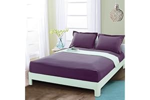 Mocassi Full Fitted Sheet - Deep Pocket Cooling Sheets up to 16 inch - Hotel Luxury 1800 Premier - Softest Sheets - Wrinkle Resistant - 1 Single Bottom Fitted Sheet, Full, Purple