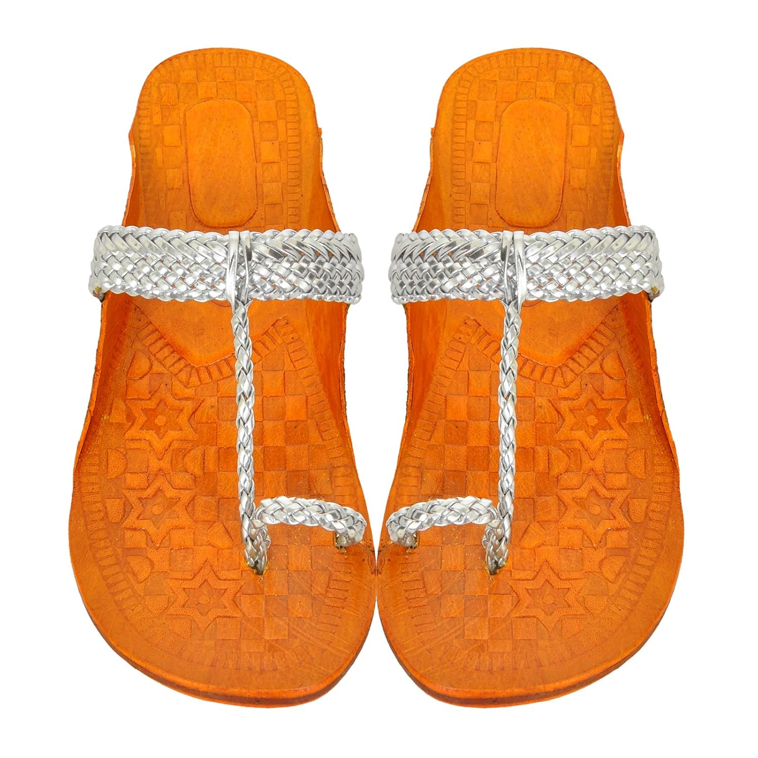 altek stylish women leather kolhapuri chaapls (1368_silver)