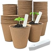 INCIKITI 40Pcs 3.15 Inch Peat Pots, Biodegradable Eco-Friendly Round Plant Seedling Starters Kit, Seed Germination Trays with 10 Labels for Flower Vegetable Tomato Saplings &amp; Herb Germination, Khaki