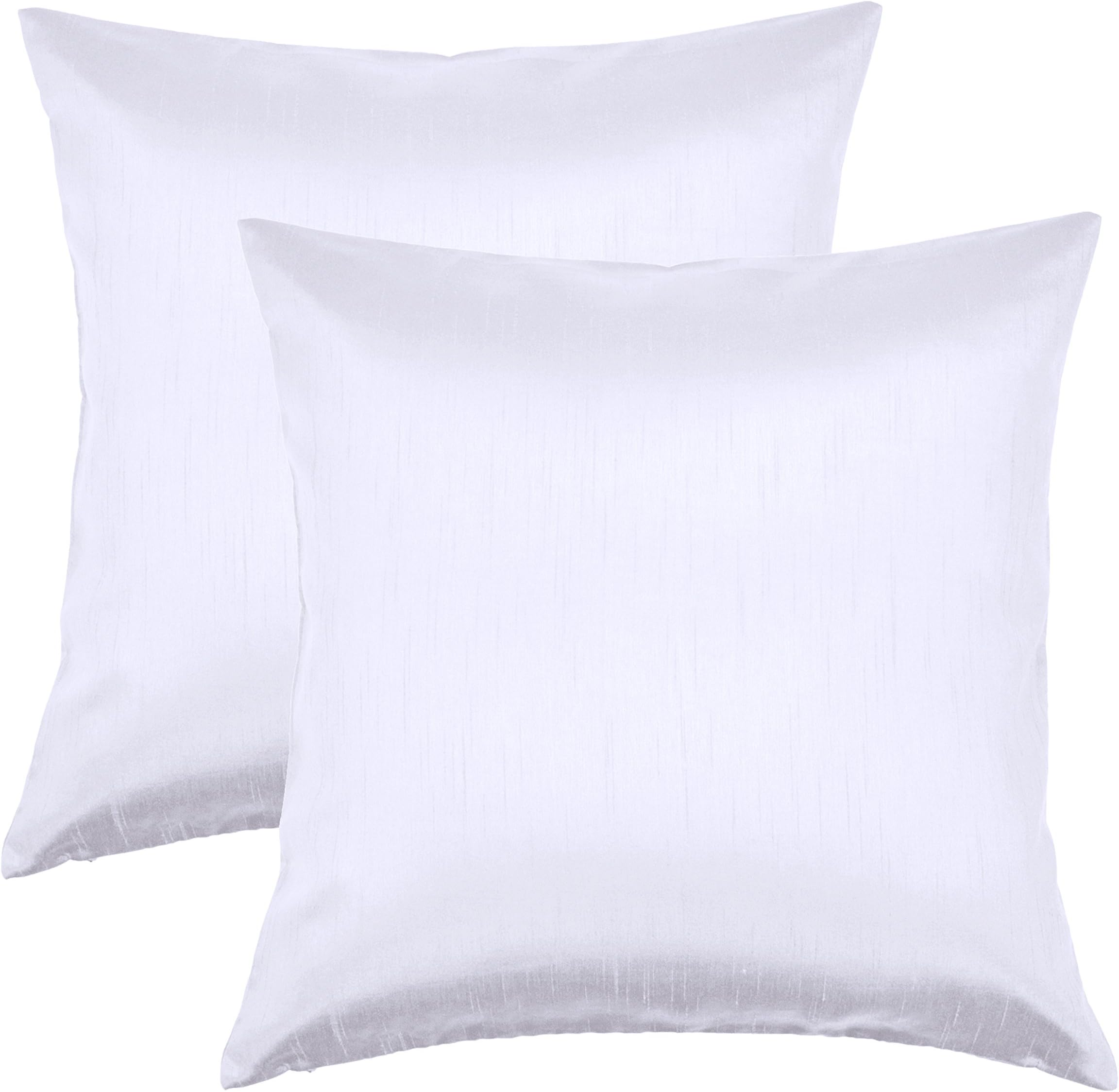 Aiking Home Collection 26x26 Inches Faux Silk Square European Shams, Zipper Closure, White (Set of 2)