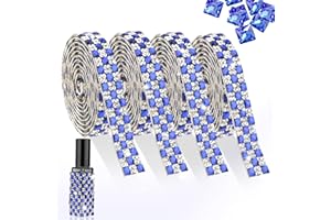 JYUKAN 4 Yards Rhinestones Ribbon Self Adhesive Royal Blue Crystal Rhinestone Strip with 4MM Square Gems Bling Rhinestones Tape Roll for DIY Bedazzling Craft, Car, Wedding, Home Decoration