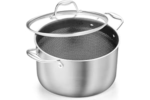 KOCH SYSTEME CS 6 Quart Triply Stainless Steel Pot, Nonstick Hybrid 18/10 Stainless Steel Stock Pot with Lid, Cooking Pot wit