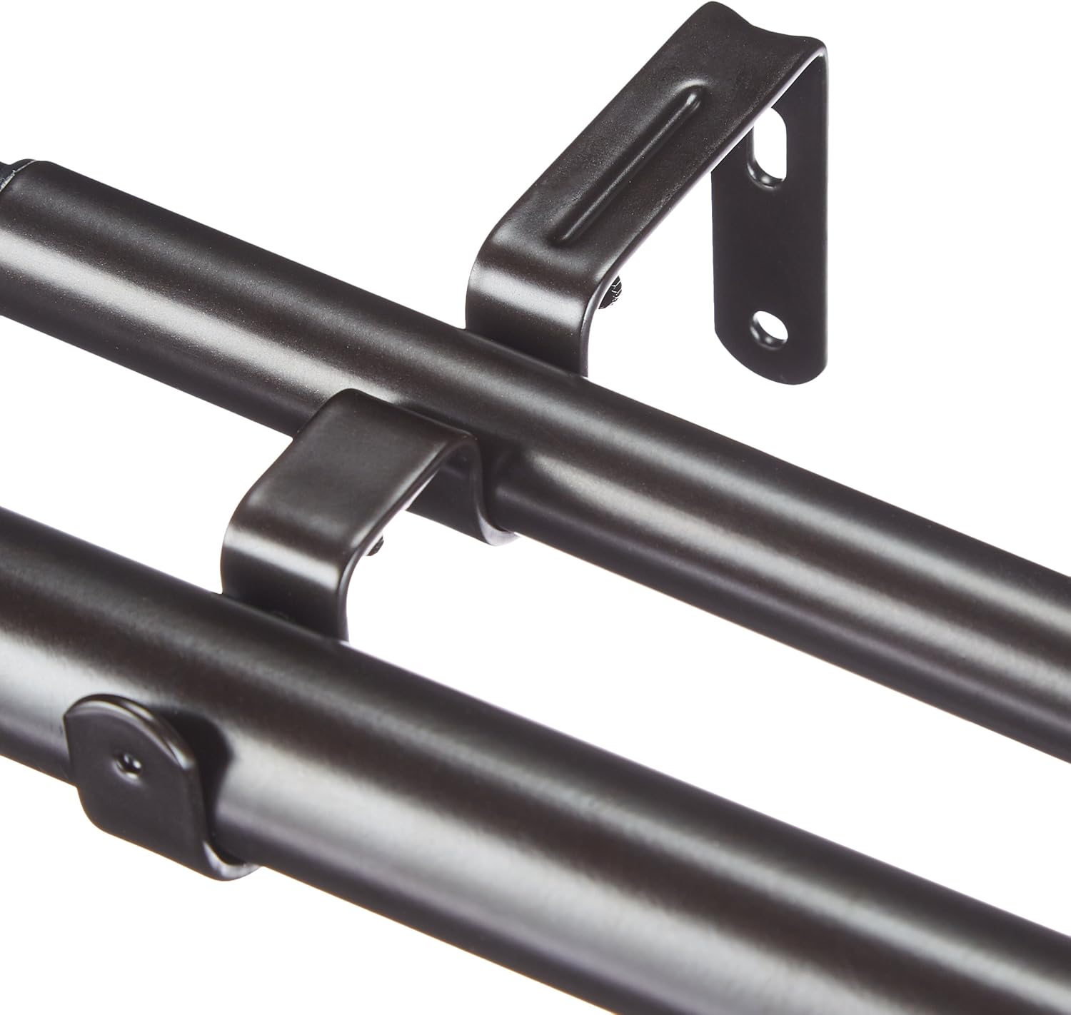  Basics 1" Double Curtain Rod with Square Finials - 72" to 144", Dark Bronze (Espresso): Home & Kitchen