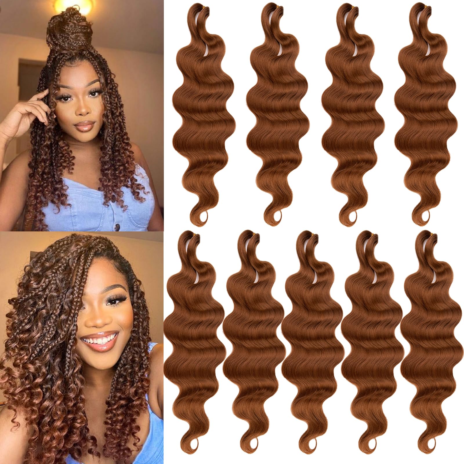 Unionbeauty 9 Packs Body Wave Braiding Hair 14 Inch PreFeathered