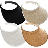 4Pcs Slip On Sun Visor Hats for Women UV Protection, Clip On Wide Brim Golf Visors for Summer Sports Travel Outdoor Activity