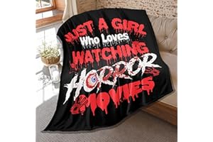 Daijizaio Horror Blanket Just Girl Who Loves Watching Horror Movies Blankets, for Girls, Lightweight Plush Flannel Throw for Girls Bed, Birthday Gift for Her, 50 in x 40 in Small for Kids
