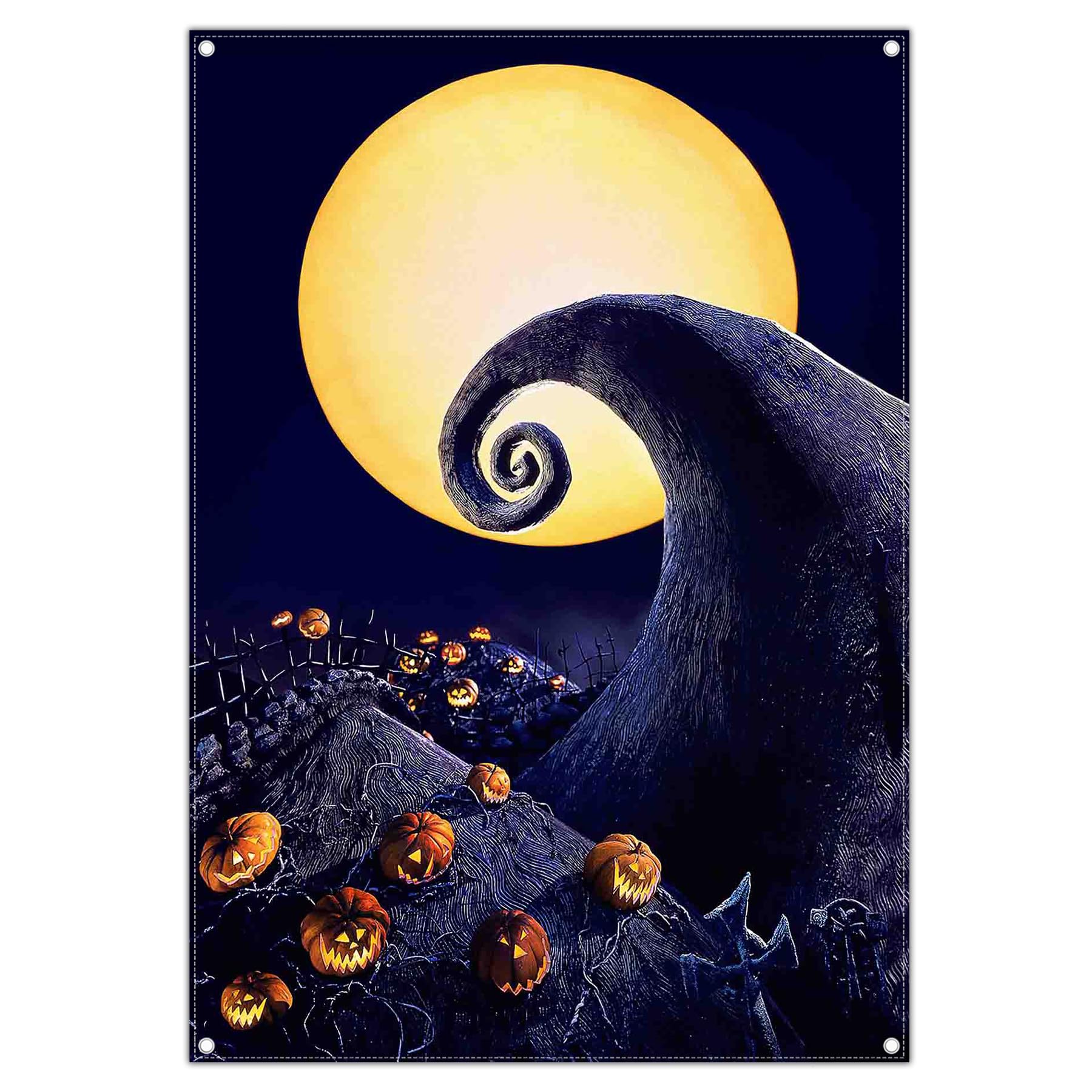 Photo 1 of Yriujul 5x7ft Polyester Halloween Nightmare Backdrop Horrible Moon Night Pumpkin Magical Trick Or Treat Background for Kids Adults Party Decorations Scary Photo Banner Props