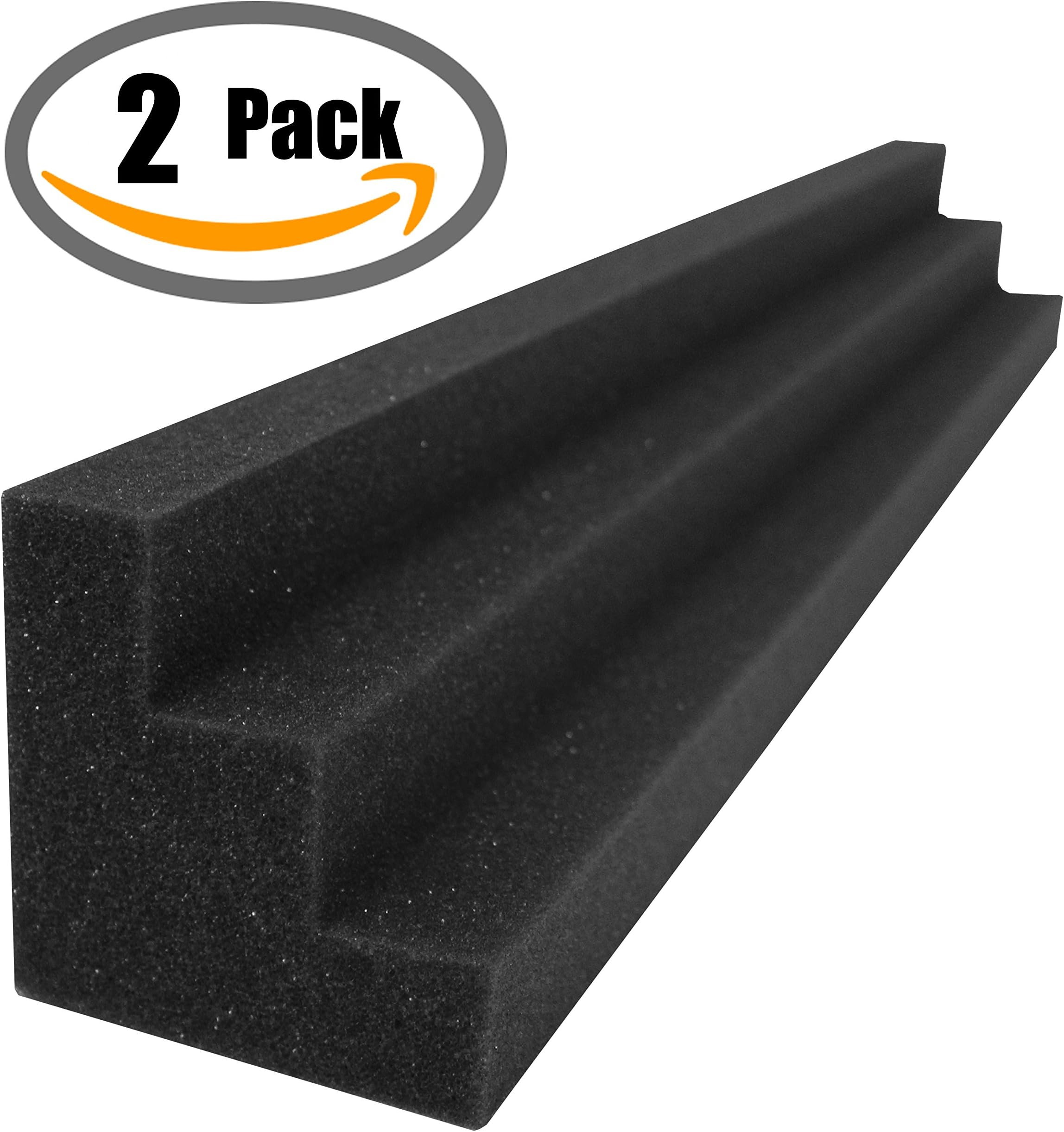 Column Acoustic Wedge Studio Soundproofing Foam Corner Block Finish Corner Wall in Studios or Home Theater (2 Pack) - Color: Charcoal