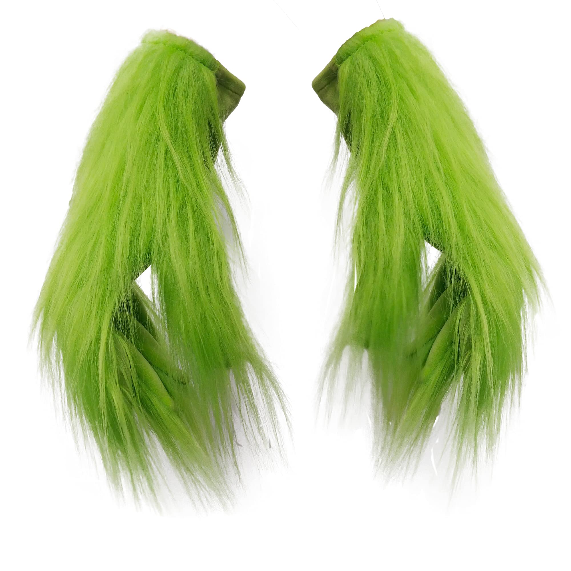 LePyCos The Grinch Mask Costume with Green Furry Fur for Christmas Cosplay Party Latex Props (Gloves)