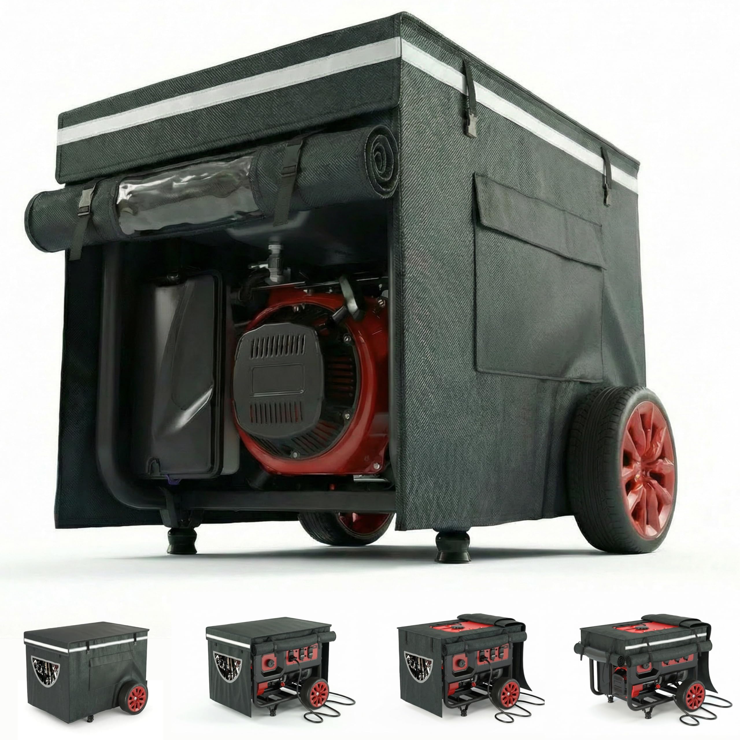 GEHENG Generator Covers While Running,100% Waterproof Generator Cover,All Weather Use, 32"x24" X24 ", Super Heavy Duty 600D Waterproof Polyester Tarp 100% Waterproof, Tear Resistant, Black.