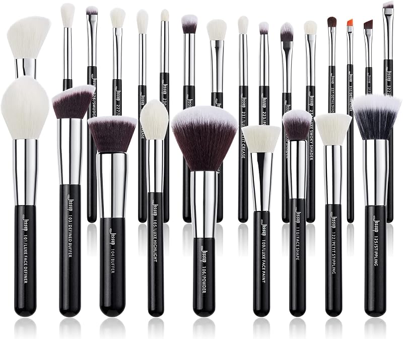 Jessup 25pc Professional Makeup Brush Set Natural Synthetic Hair Foundation