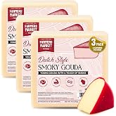 Farmers Market Dutch Style Smokey Gouda Wisconsin Cheese, 3 Pack | Creamy Wisconsin Smokey Gouda for Charcuterie Board and Cheese Platters - Gluten Free, Low Carb, Keto and Paleo
