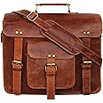 Leather Messenger Bag Shoulder Bag Cross Body Vintage Messenger Bag Satchel Man Purse competible with Ipad and Tablet