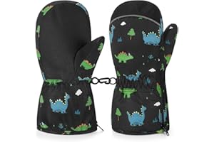 MoKo Kids Toddler Snow Gloves - Non-Slip Waterproof Toddler Mittens with Zipper Warm Velvet Cloth Kids Ski Gloves for Toddler
