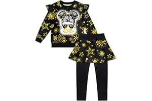 Aulyffo Toddler Girl Clothes,2 Piece Tie Dye Girls Outfits Ruffle Sleeve Graphic Print Top + Skirt Leggings Kids Clothing Set