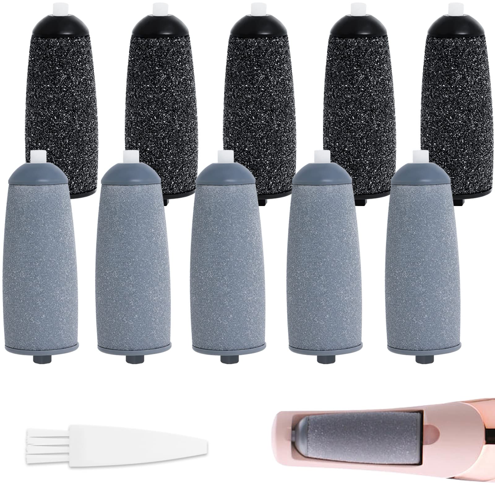 Photo 1 of 10 Pack Replacement Roller Refills Compatible with Finishing Touch Flawless Pedi Electric Tool File Include a Cleaning Brush (5 Coarse & 5 Fine Rollers)
