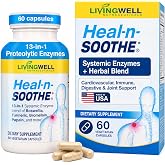 HEAL-N-SOOTHE Systemic Enzymes Joint Supplement, 60 Count | 13 Active Ingredients, 5 Systemic Enzymes, Turmeric, Bromelain, Boswellia, Vegetarian Capsules