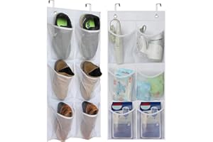 2 Packs Narrow Over the Door/Wall Shoe Organizer, Small Hanging Shoe Rack for Closet with Clear Mesh Pocket for Bathroom, RV,