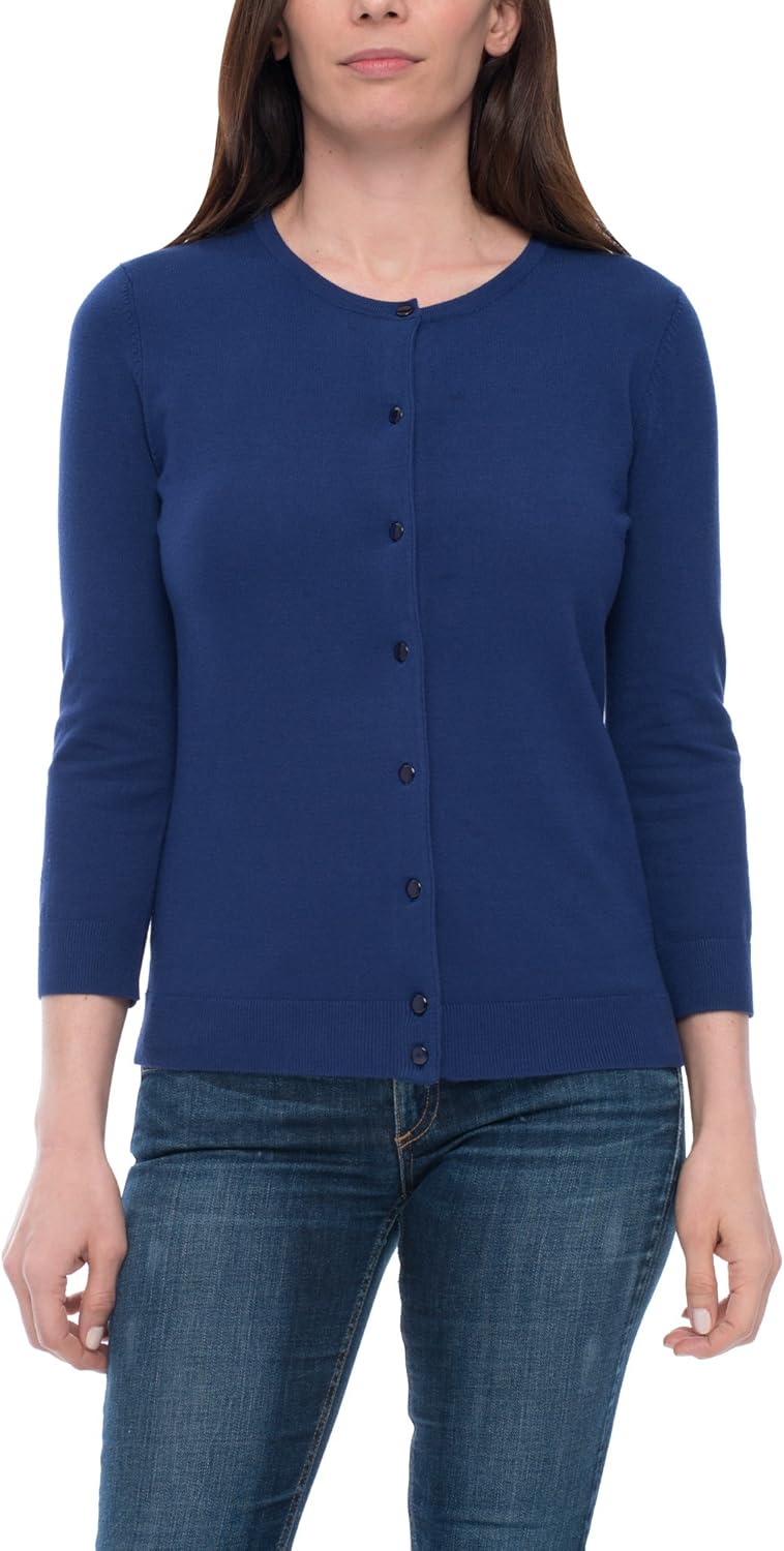 Cable & Gauge Classic Cardigan, High Sea Navy, XL at Amazon Women’s Clothing store