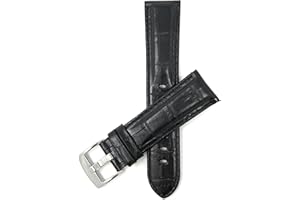 BANDINI Mens Leather Watch Band Strap - Alligator Pattern - XL or Regular Length - 22mm 20mm 18mm 24mm 26mm 28mm 30mm 32mm 34mm 36mm 38mm