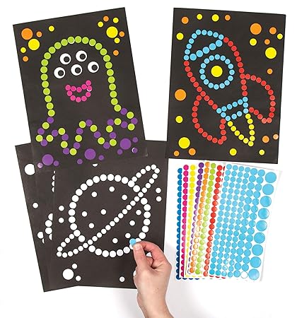 Baker Ross Ltd Solar System Dotty Art Pictures Creative Educational Set For Children To Design Decorate And Display Pack Of 8
