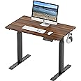 SHW 40-Inch Electric Height Adjustable Standing Desk with Memory Preset and Cable Management Tray, Walnut