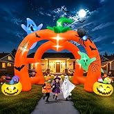 Kalolary 12FT Halloween Inflatable Archway,Giant Pumpkin Inflatable Tunnel | Halloween Pumpkin Ghost Arch Inflatables Blow Up Yard Decorations with LED Lights for Yard Garden Lawn Outdoor Decor