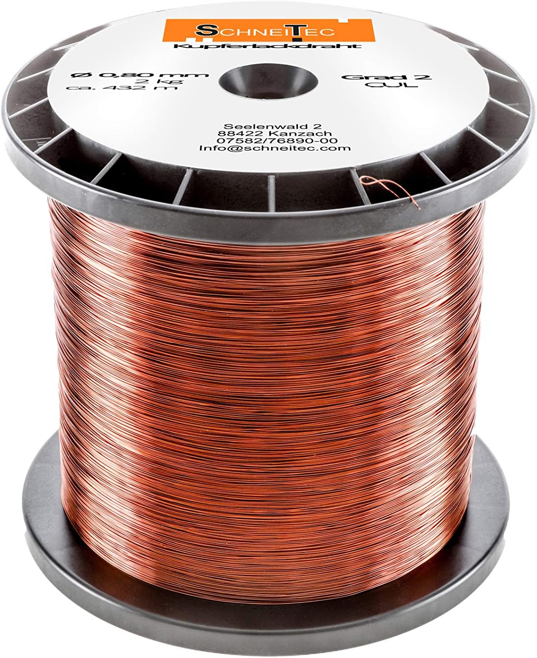 Kupferlackdraht 2kg Ø 0,80 mm CU Lackdraht Grad 2 CUL Kupferdraht ...