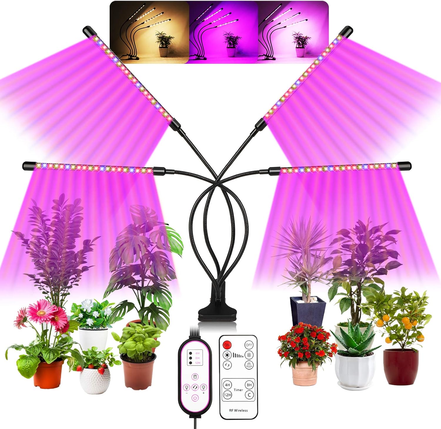 Maxsure Plant Light, 80LED 80W 2000LM, Plant Grow Light with 4 Heads