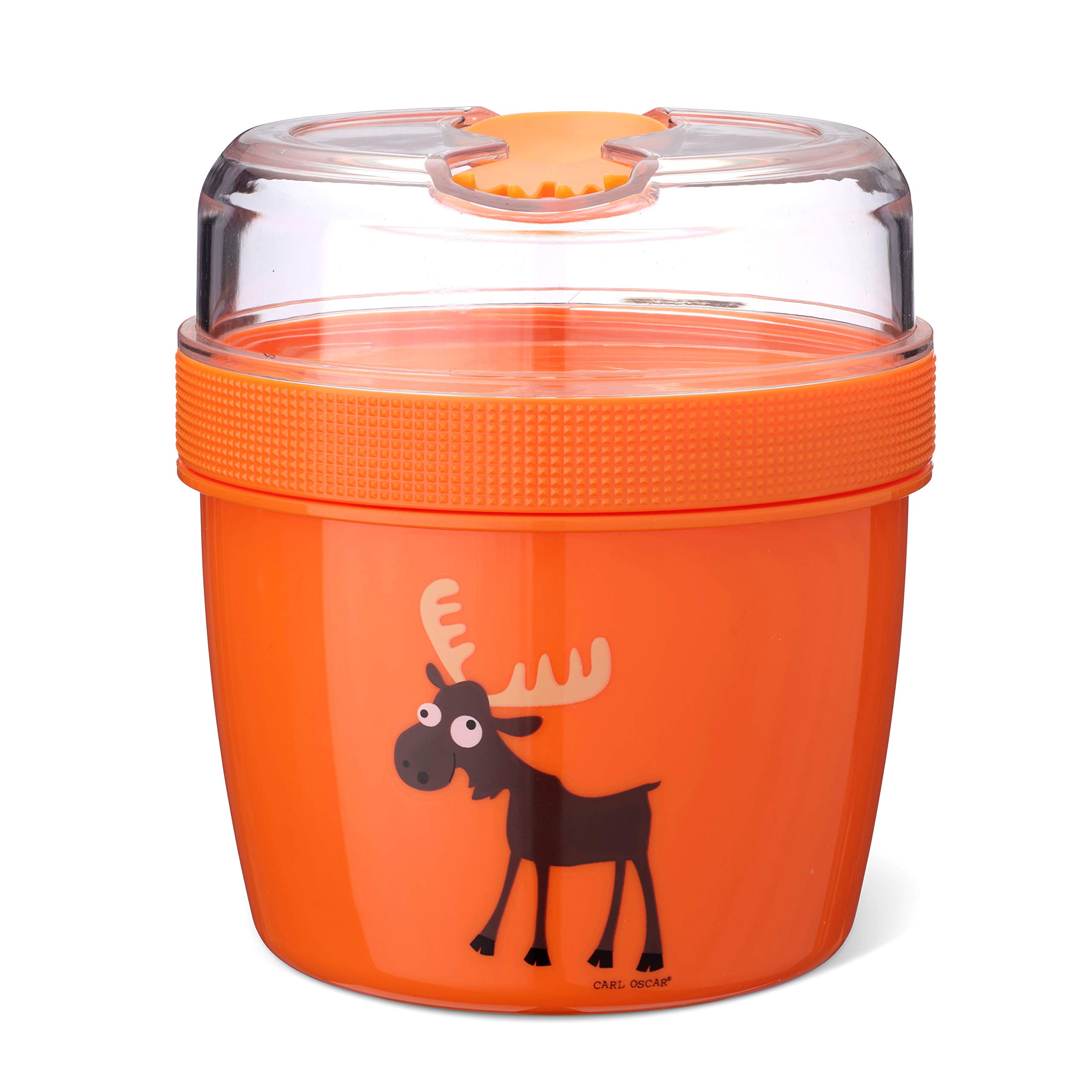 Nice Cup Small Lunch & Snack Box (2 Parts) Bento Box with a Cooling Agent - IN ORANGE - keeps your Lunch cool for several Hours, with Cutlery, Ø 11.7 x 12.9 cm, 0.6 L + 0.3 L