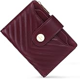 Sunpour Small Womens RFID Bifold Wallet,Compact Leather Card Holder | 12 Card Slots,3 ID Windows,Removable Sleeve,Zipper Coin Pocket,Bill Pocket,Travel &amp; Crossbody Bag Friendly