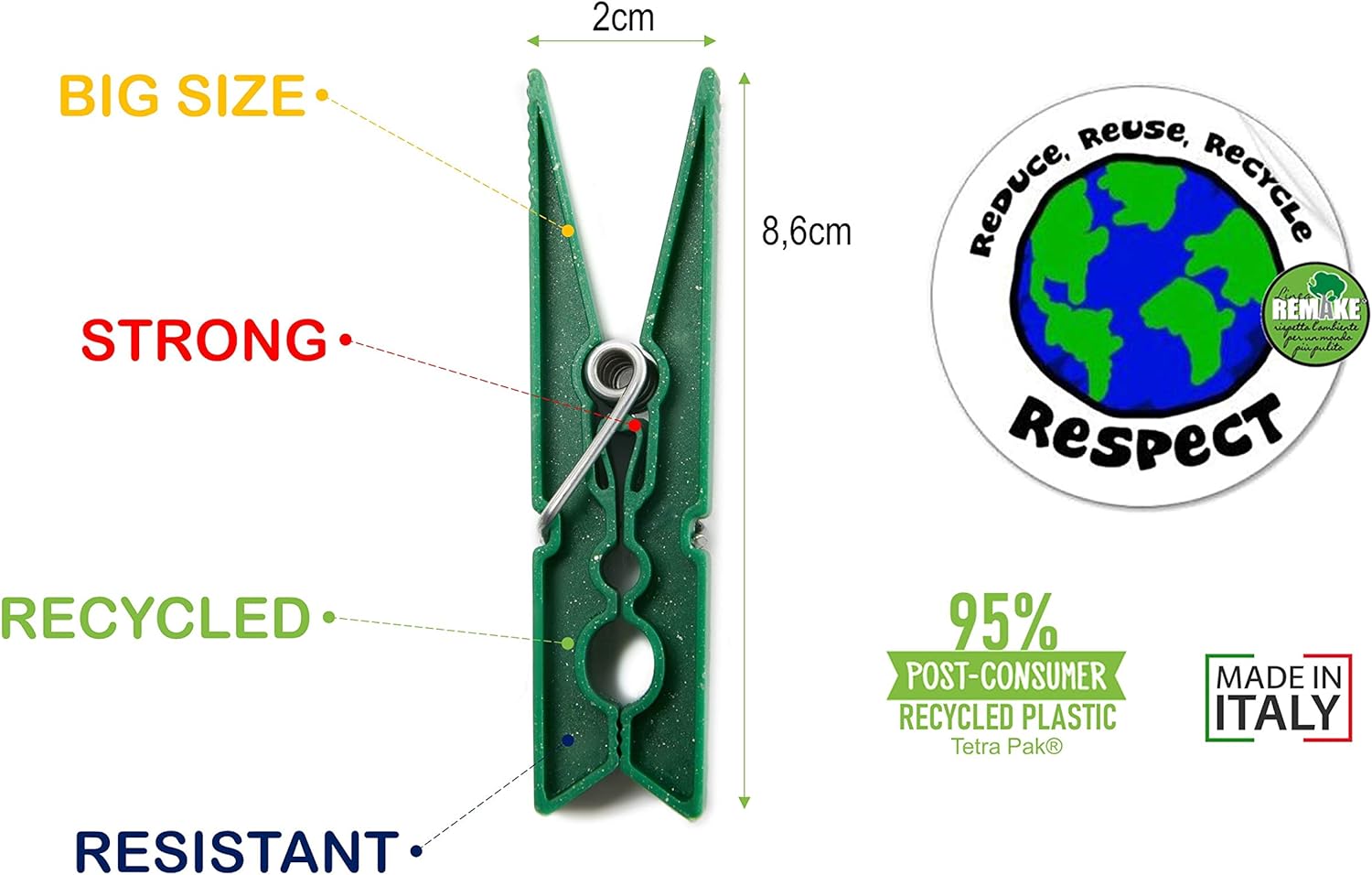 Mollette per bucato, confezione da 60 mollette per bucato, super aderenti, in plastica resistente, per stendere il bucato all'esterno antiscivolo