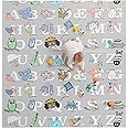 Regalo 77"x71" Extra Large Alphabet Play Mat for Babies and Toddlers, Alphabet Animal and Object Learning Mat, Non-Toxic Waterproof Foam Design, Reversible, Foldable for Easy Storage, Wipe Clean, Gray