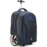 Rolling Backpack, Waterproof Backpack with Wheels for Business, Travel Commuter, Carry on Backpack with Laptop Compartment, Fit 15.6 Inch Laptop, Wheeled Backpack for Adults Women Men (Blue, 20inch)