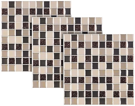 infactory Mosaik Klebefolie: Selbstklebende 3D-Mosaik-Fliesenaufkleber, 25,5 x 25,5 cm, 3er-Set (Klebefolie Fliesen)