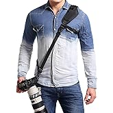 Waka Camera Neck Strap with Quick Release, Safety Tether and Underarm Strap, Adjustable Shoulder Sling Strap for Nikon Canon Sony Fuji DSLR, Black