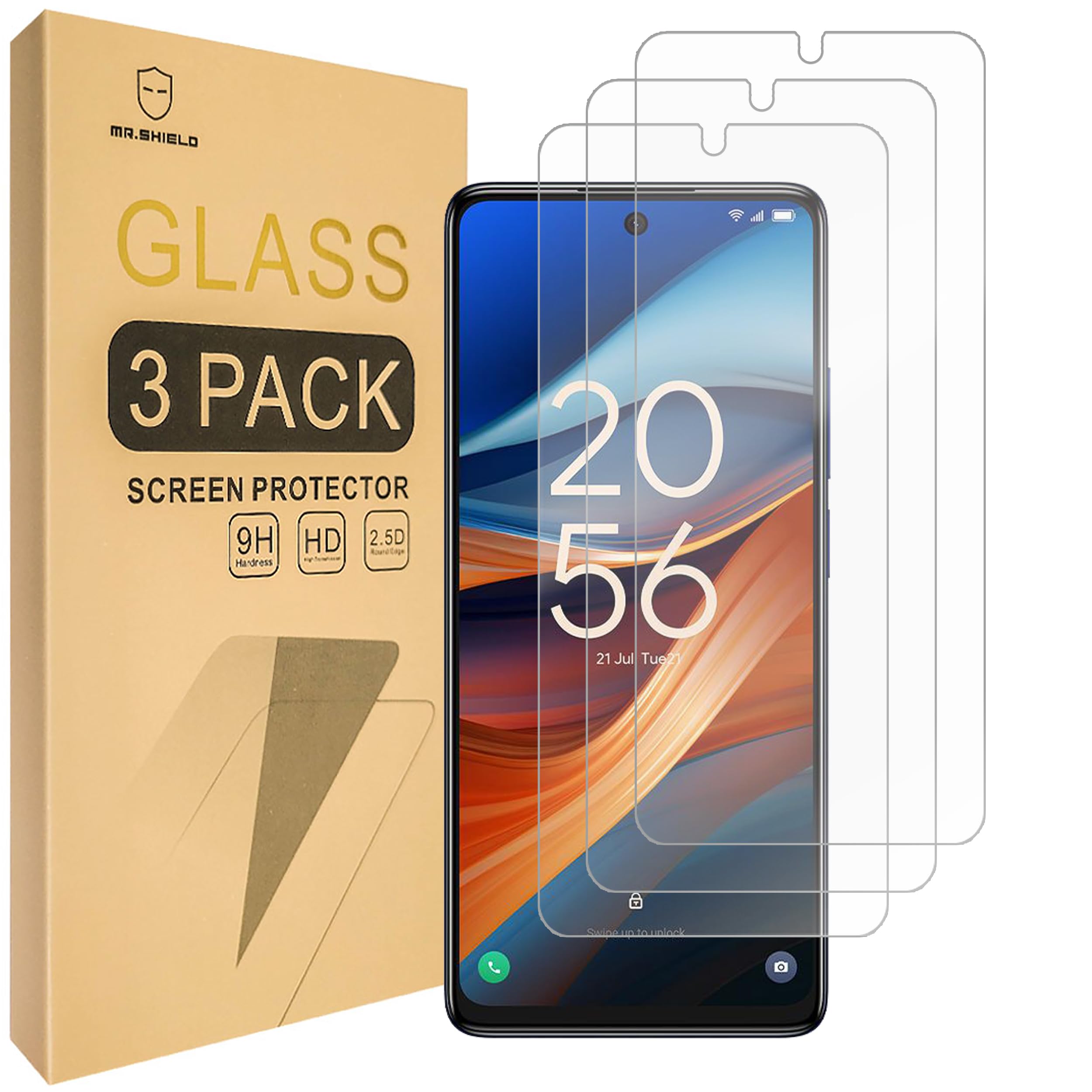 Mr.Shield Screen Protector compatible with TCL 50 SE [Tempered Glass] [3-PACK] [Japan Glass with 9H Hardness]