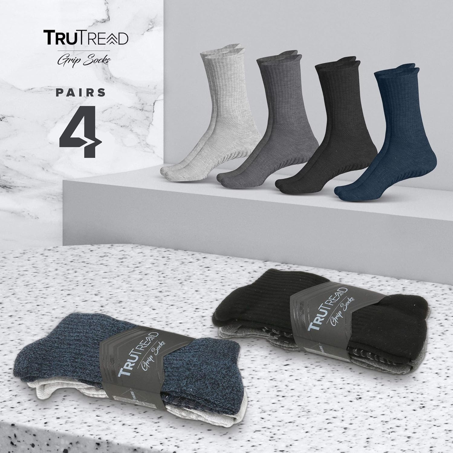 Non Skid Crew Grip Socks (4 Pairs) Barre Yoga Pregnancy Hospital: Clothing