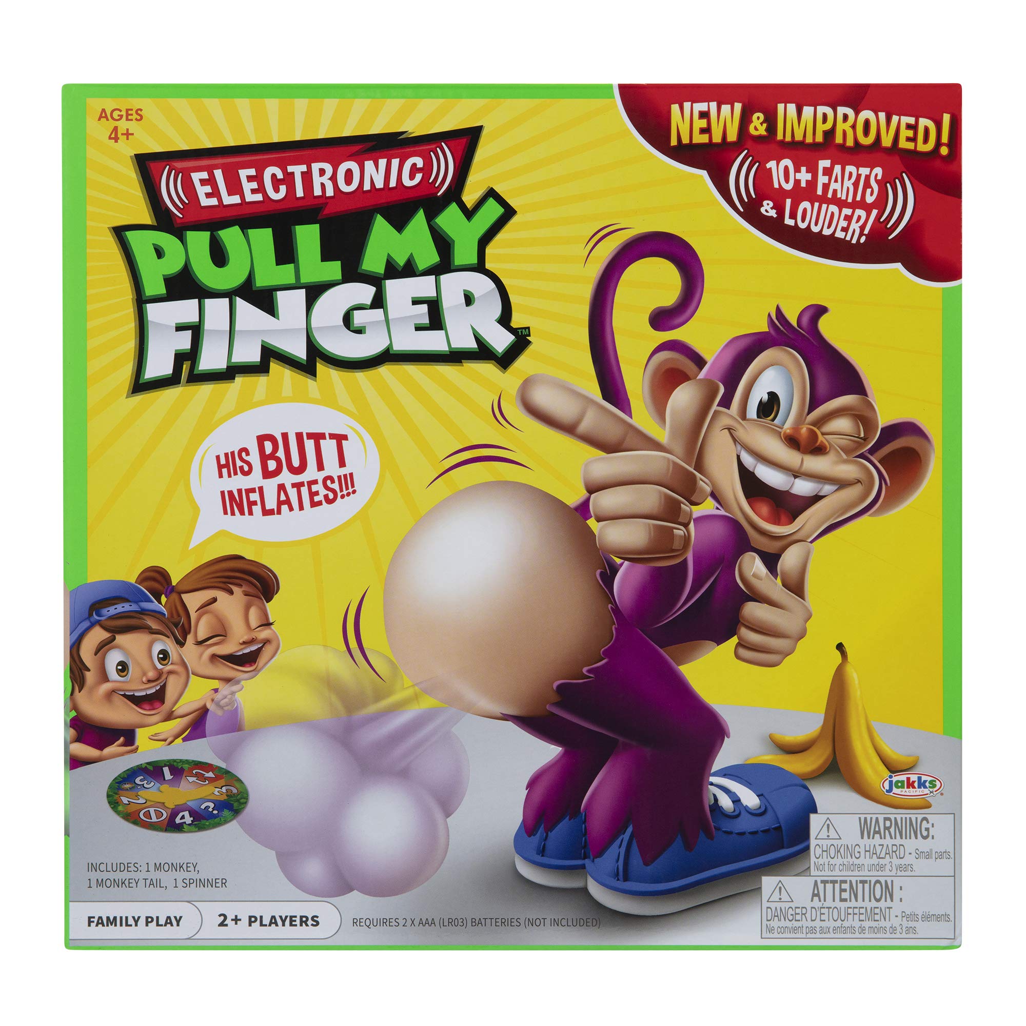 Pull My Finger Interactive Board Game by Jakks Pacific, Hilarious Farting Sounds with Feature Monkey, For 2 Or More Players, Family Fun for Ages 4+