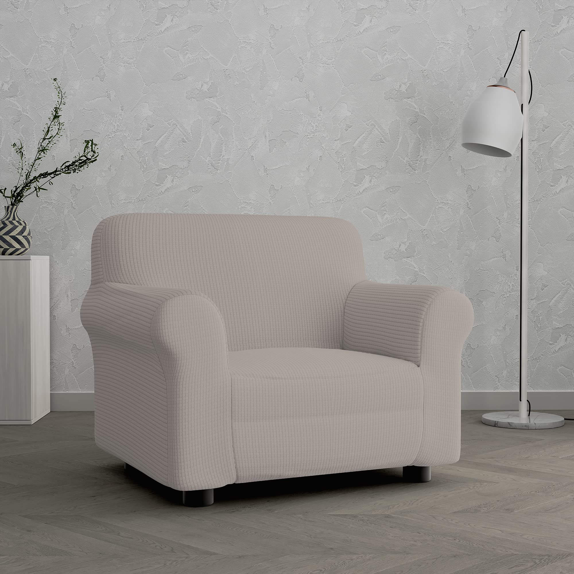 Italian Bed Linen “ Leslie” Sofa Cover, 95% Polyester + 5% Elastane, Dove Grey, 1 Place