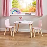 Liberty House Toys Kids Pink and Pinewood Table and 2 Chairs Set view 2