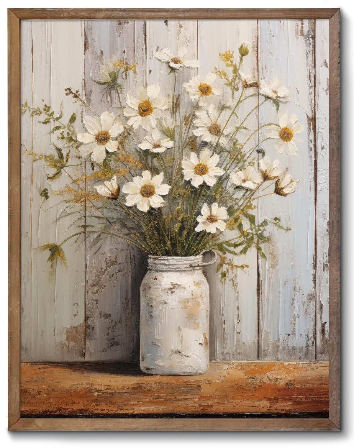 Photo 1 of ** no frame**
XOCUUI Vintage Canvas Wall Art, Modern Gallery Decor Print White Daisy Flower With Leaf In Bottle Theme Picture Artwork For Walls Ready for Kitchen Bedroom Decor Size 8x10