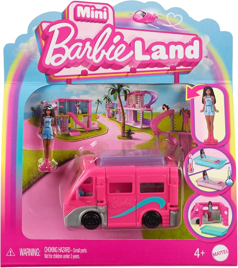 Barbie Mini BarbieLand Doll & DreamCamper Vehicle Set 1.5 inch HYF39