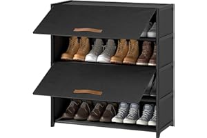 UNITSTAGE Shoe Rack, 5 Tier Shoe Storage Cabinet with Door 20 Pair Plastic Shoe Shelves Organizer for Closet, Entryway, Hallw