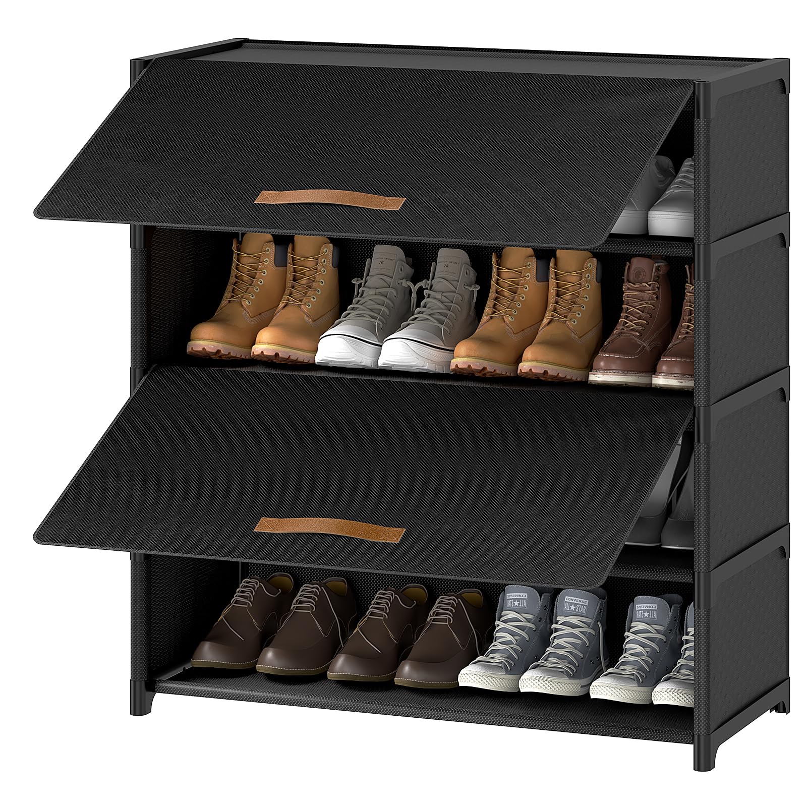 Photo 1 of UNITSTAGE Shoe Rack, 5 Tier Shoe Storage Cabinet with Door 20 Pair Plastic Shoe Shelves Organizer for Closet, Entryway, Hallway, Bedroom, Black