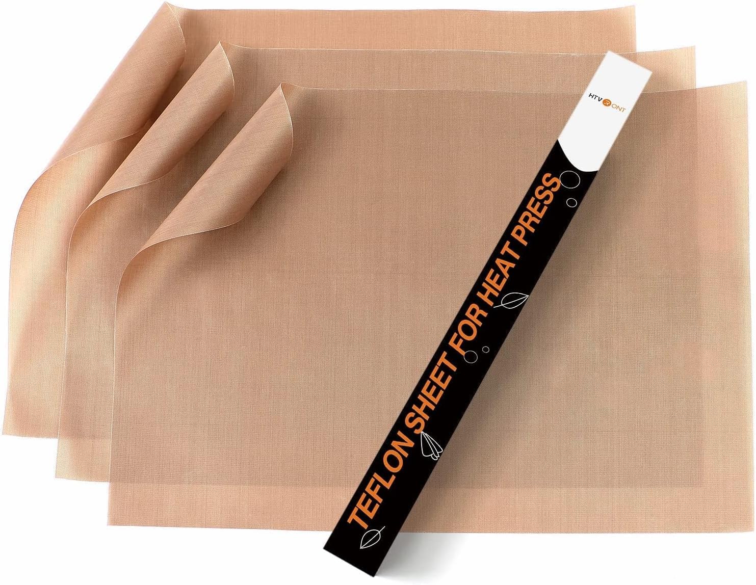 HTVRONT 3 Pack Reusable Teflon Sheets for Heat Press Transfers | Non-Stick PTFE Craft Mats (12” x 16”) - Heat Resistant & Durable